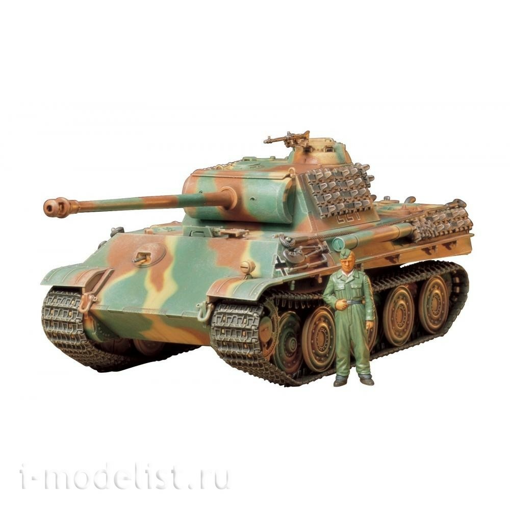 35174 Tamiya 1/35 Panther Type G (steel wheel version) with 1-figure tanker.(Added runner with rollers and night device.visions)