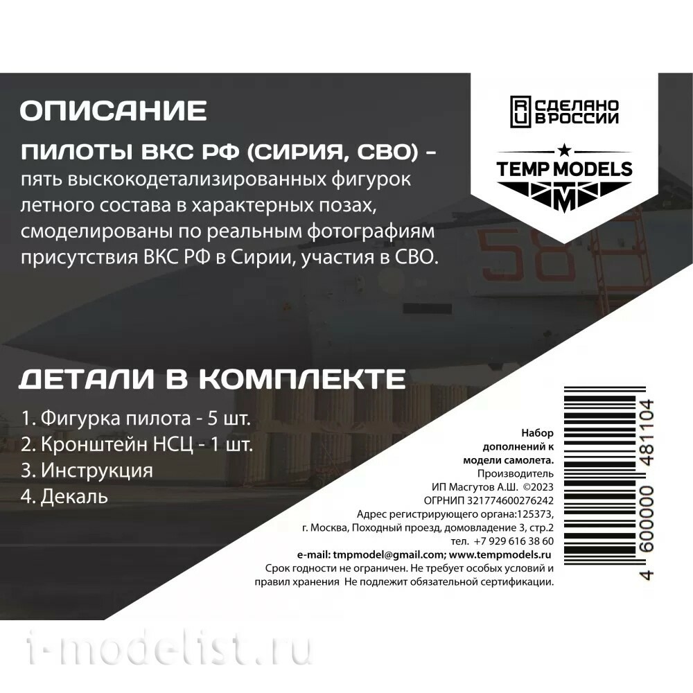 48110 TEMP MODELS 1/48 Пилfromы ВКС РФ (Сирия) набор №3