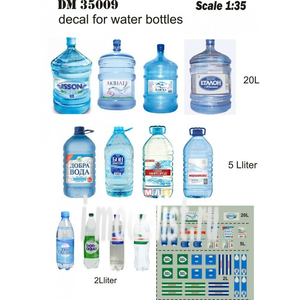 DM35009 DANmodel Decal 1/35 Decal labels on mineral water bottles