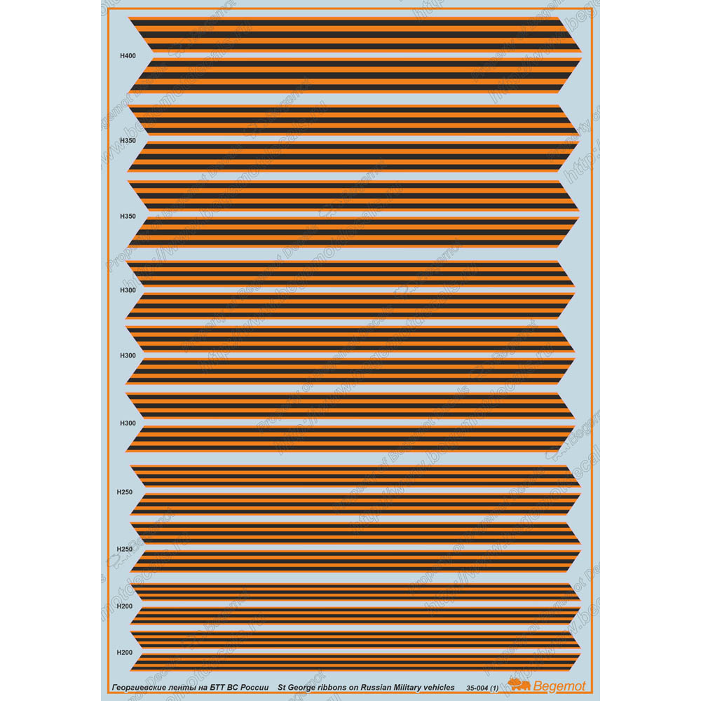 35004 Begemot 1/35 St. George Ribbons on armored vehicles and vehicles of the Russian Armed Forces