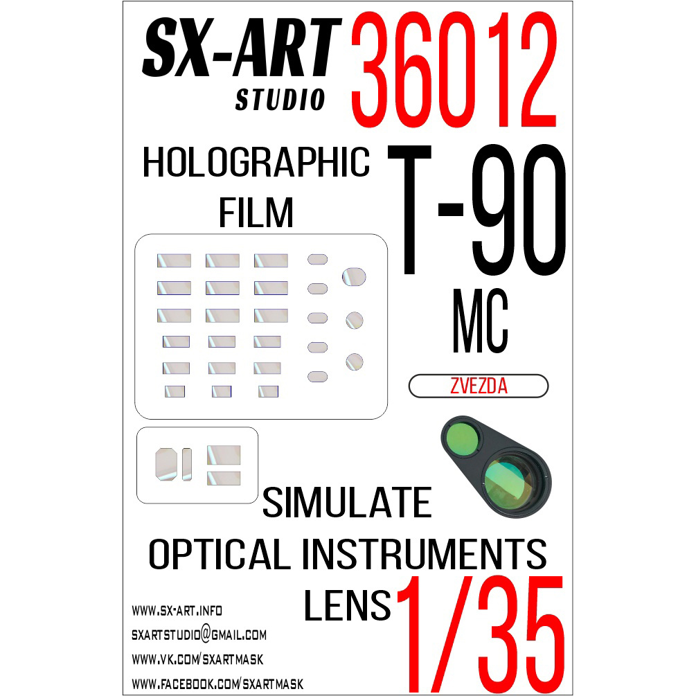 36012 SX-Art 1/35 Imitation of T-90MS inspection instruments (Zvezda) transparent