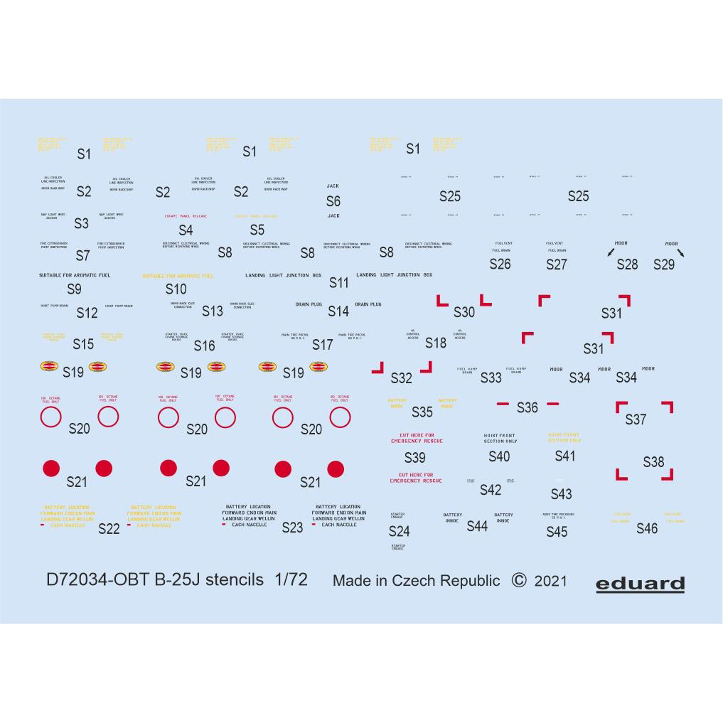 D72034 Eduard 1/72 Decals for B-25J tech.inscriptions