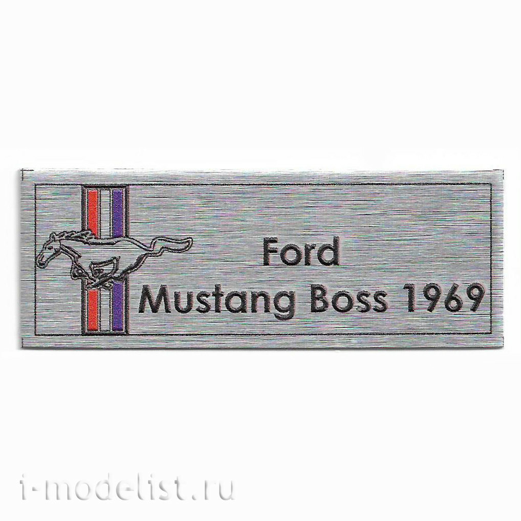 T309 Plate Plate for Ford Mustang Boss 1969 80x30 mm, color silver