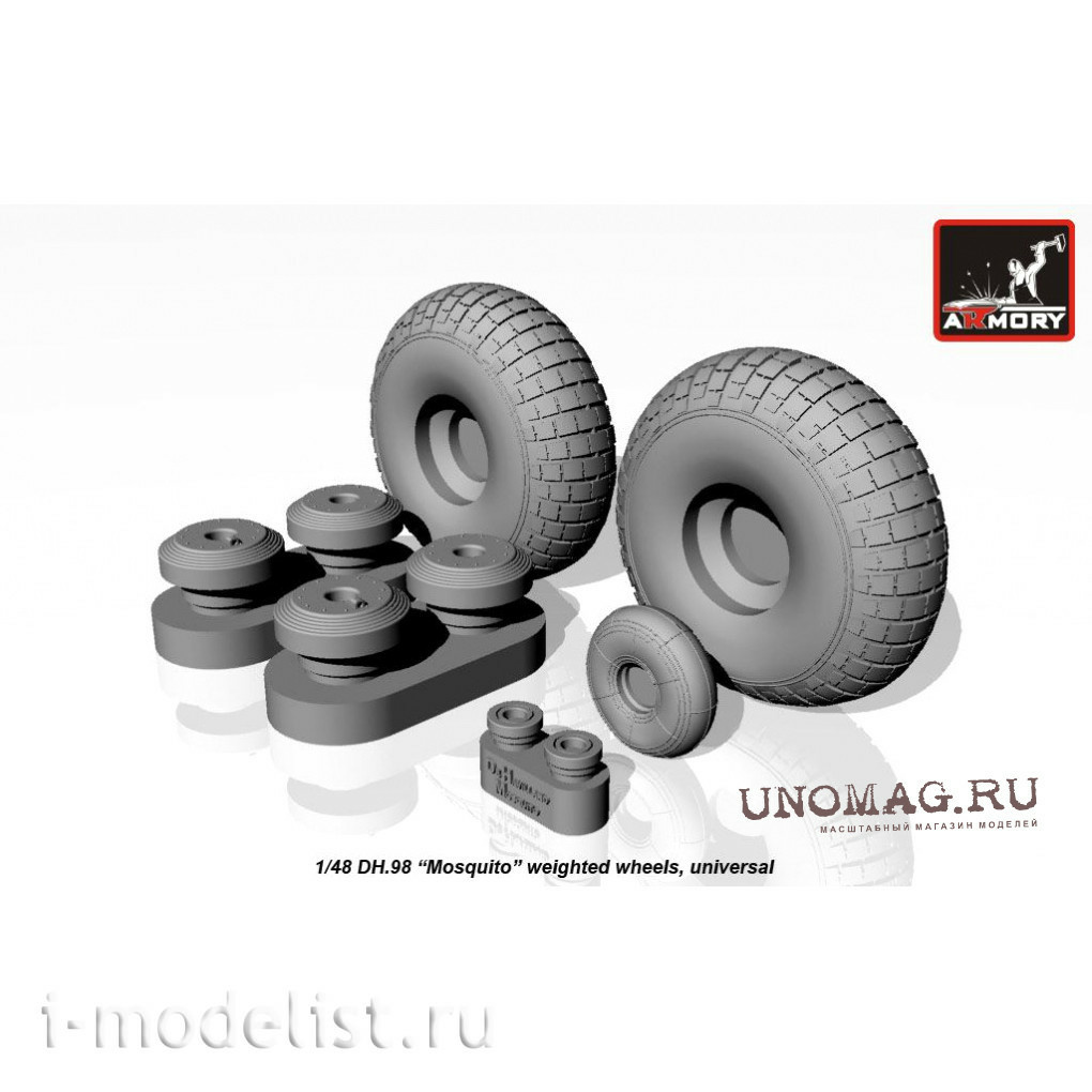 AW48402 Armory 1/48 Wheels for DH. 98 Mosquito staggered aircraft, loaded