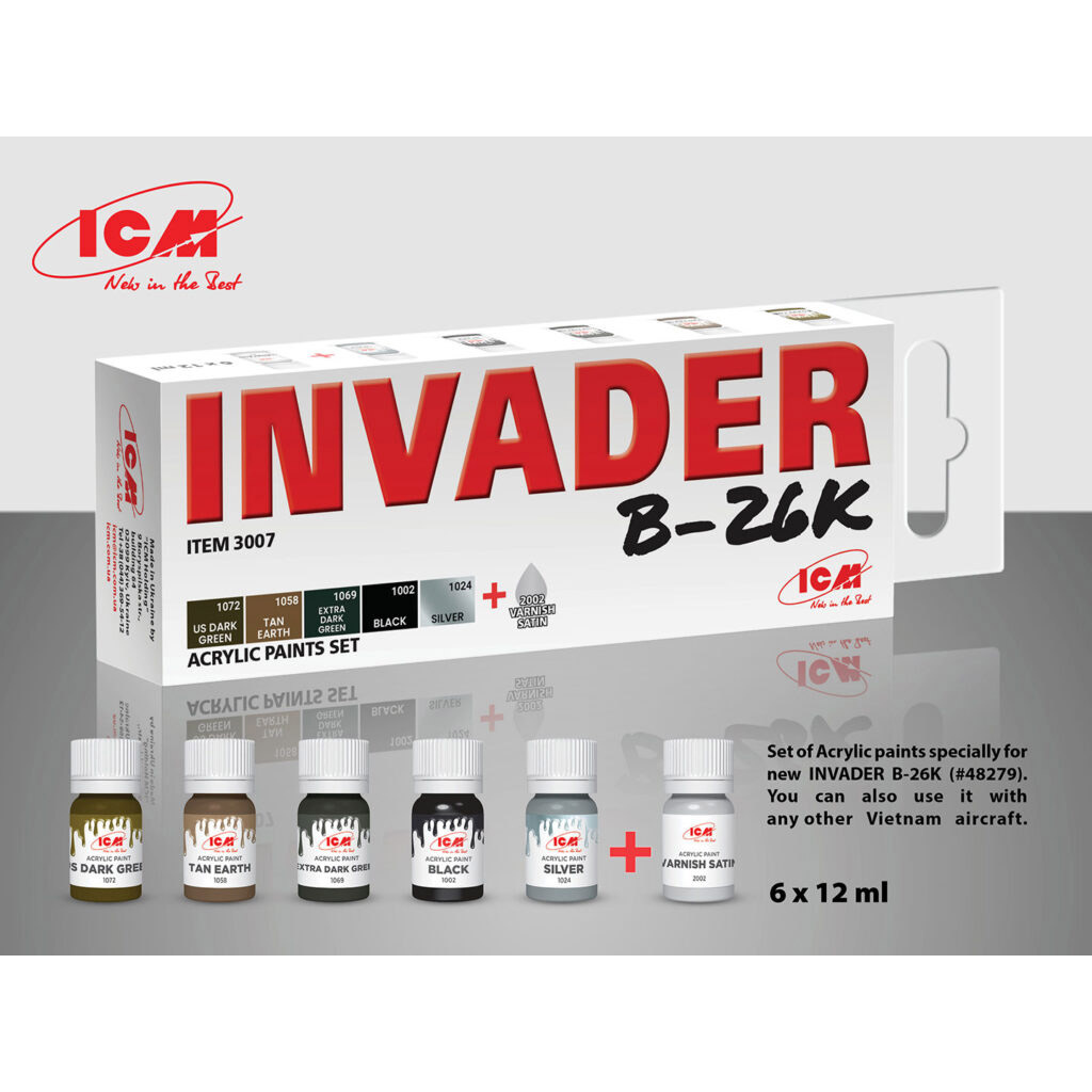C3007 ICM Acrylic Paint Kit for Invader B-26K and other Vietnam Aviation