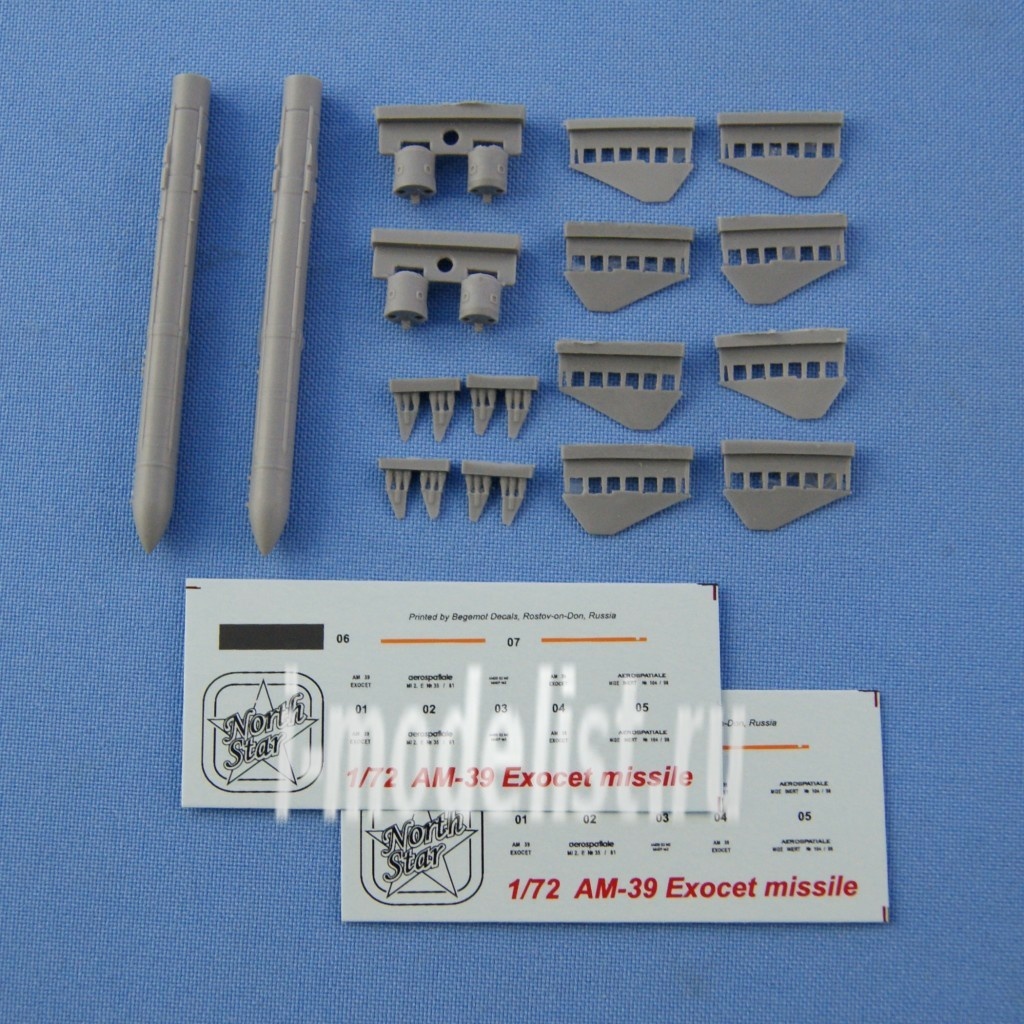 NS72054 North Zvezda 1/72 AM-39 Exocet missile (2 PCs. In the set, decal)
