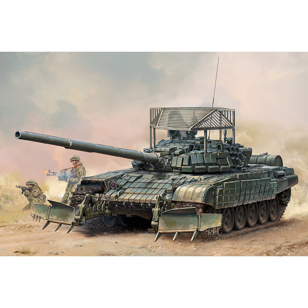 09609 Trubach 1/35 Russian T-72B1 tank with KTM-6 and lattice armor (under license from UVZ)