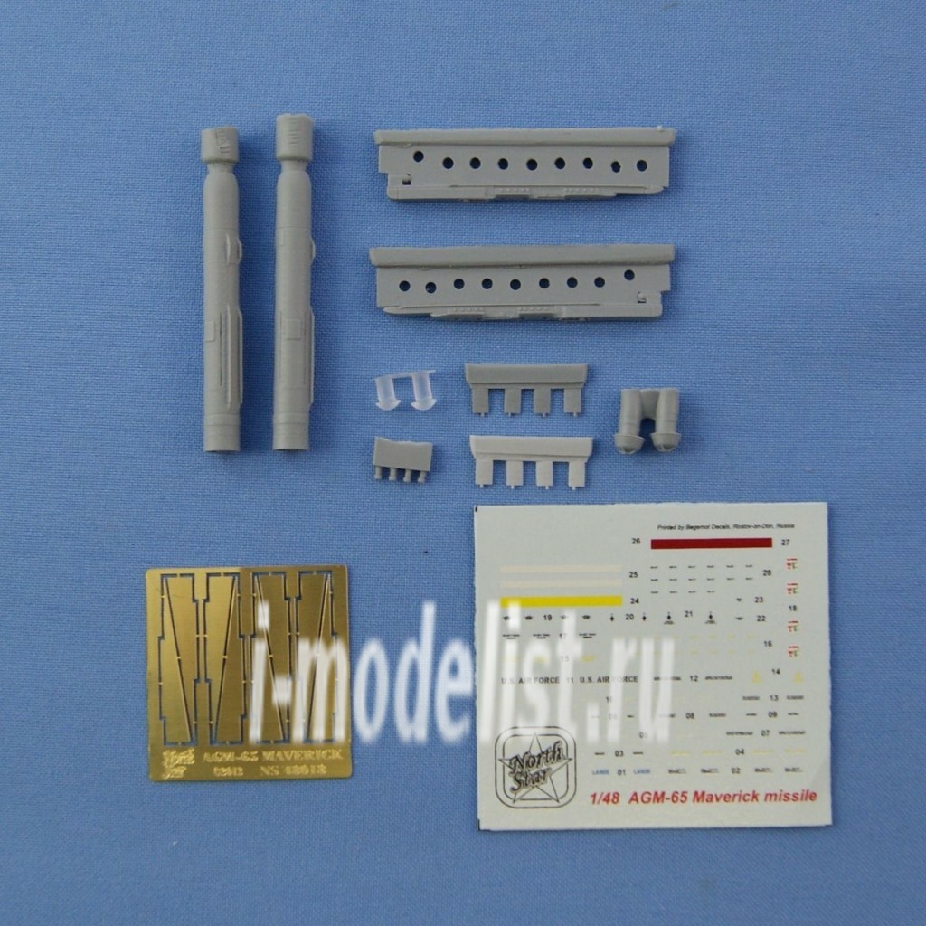 NS48042-a North Zvezda 1/48 AGM65 maverik + LAU-117/A GUIDED MISSILE LAUNCHER (2 pcs., decal, PE parts)