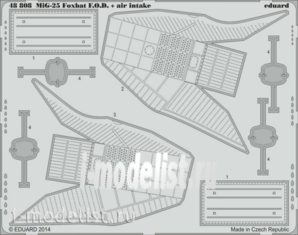 48808 Edward 1/48 photo-Etching MiG-25 Foxbat air intakes & F. O. D.