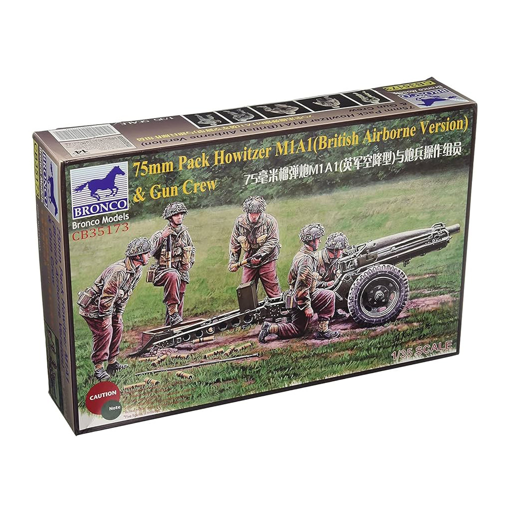 CB35173 Bronco 1/35 75mm Pack Howitzer M1A1 (British Airborne Version) & Gun Crew 