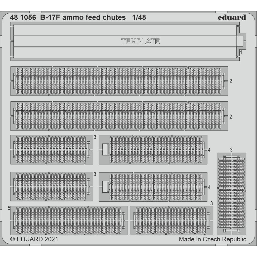 481056 Eduard 1/48 Photo Etching for B-17F, Machine gun sleeves