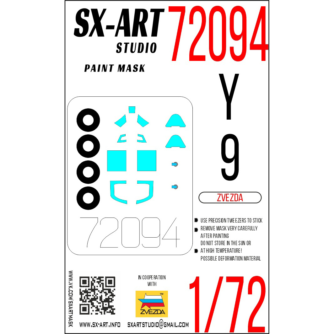 72094 SX-Art 1/72 Paint mask for the Zvezda company model, 