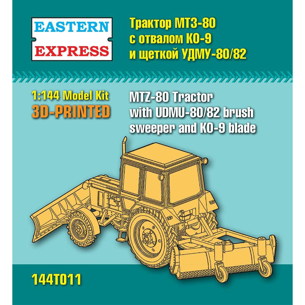 144T011 Orient Express 1/144 MTZ-80 tractor with KO-9 blade and UDMU-80/82 brush