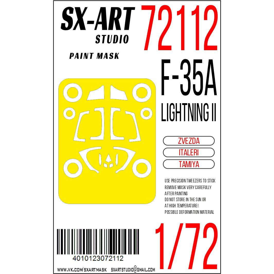 72112 SX-Art 1/72 Paint Mask F-35A Lightning II (Zvezda / Italeri / Tamiya)