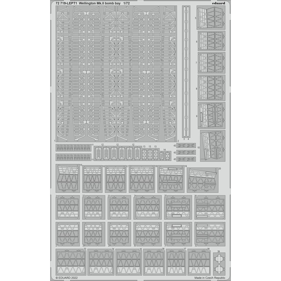 72719 Eduard 1/72 Photo etching for Wellington Mk. II, bomboluk
