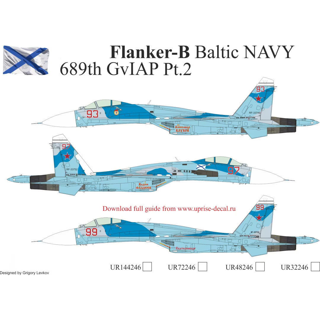UR48246 Sunrise 1/48 Decal for С-27 Flanker-B Baltic NAVY 689th GvIAP Pt.2 without tech. inscriptions	