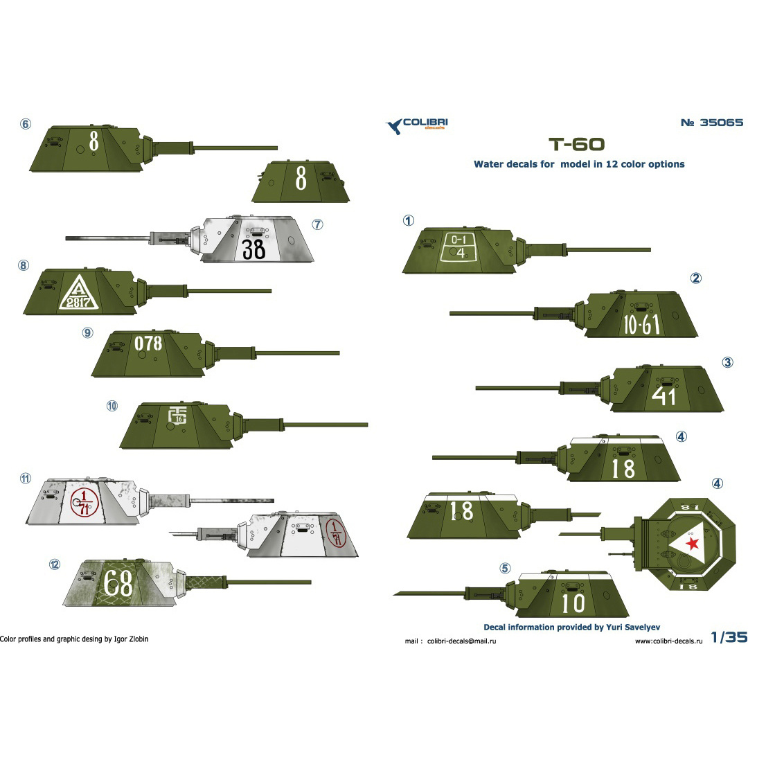 72112 ColibriDecals 1/72 Decal for T-60