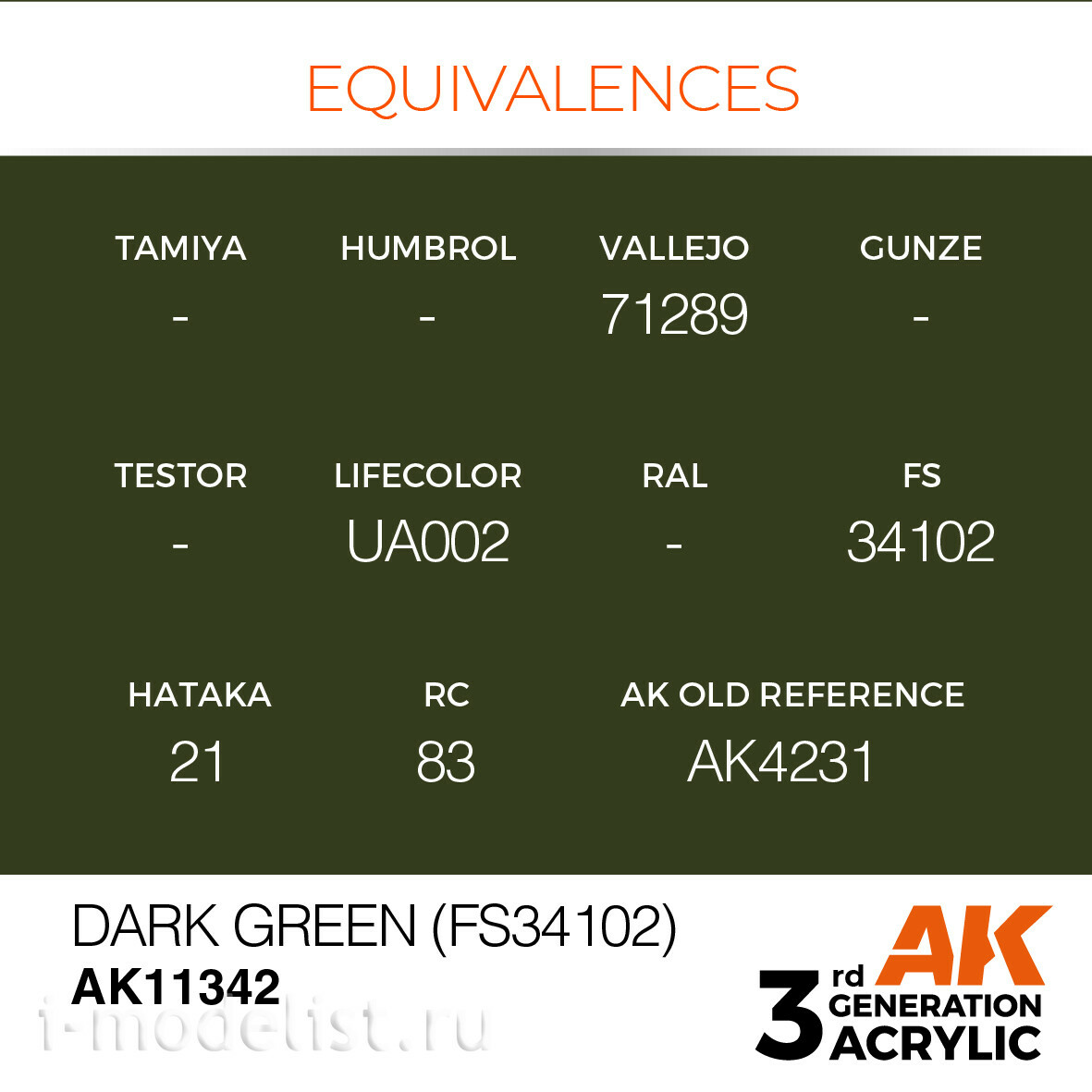 AK11342 AK Intercative acrylic paint DARK GREEN (dark green) 17 ml