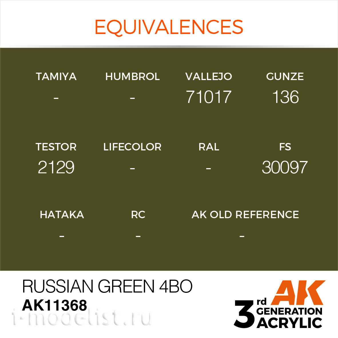 AK11368 AK Interactive Acrylic paint RUSSIAN GREEN 4BO (Russian green) 17 ml
