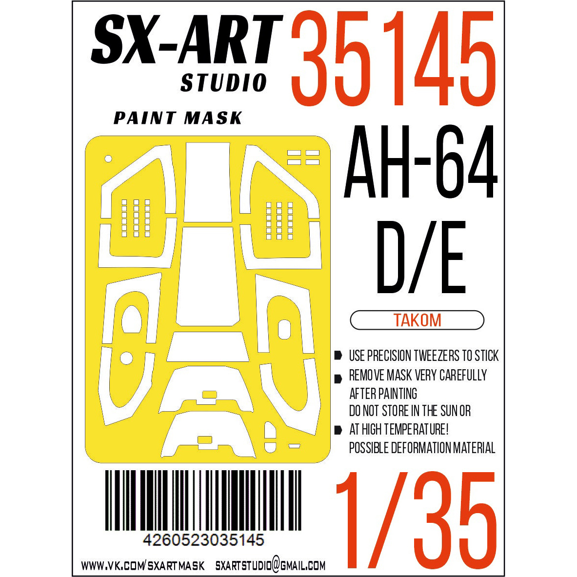 35145 SX-Art 1/35 Paint mask AH-64D/E (Takom)