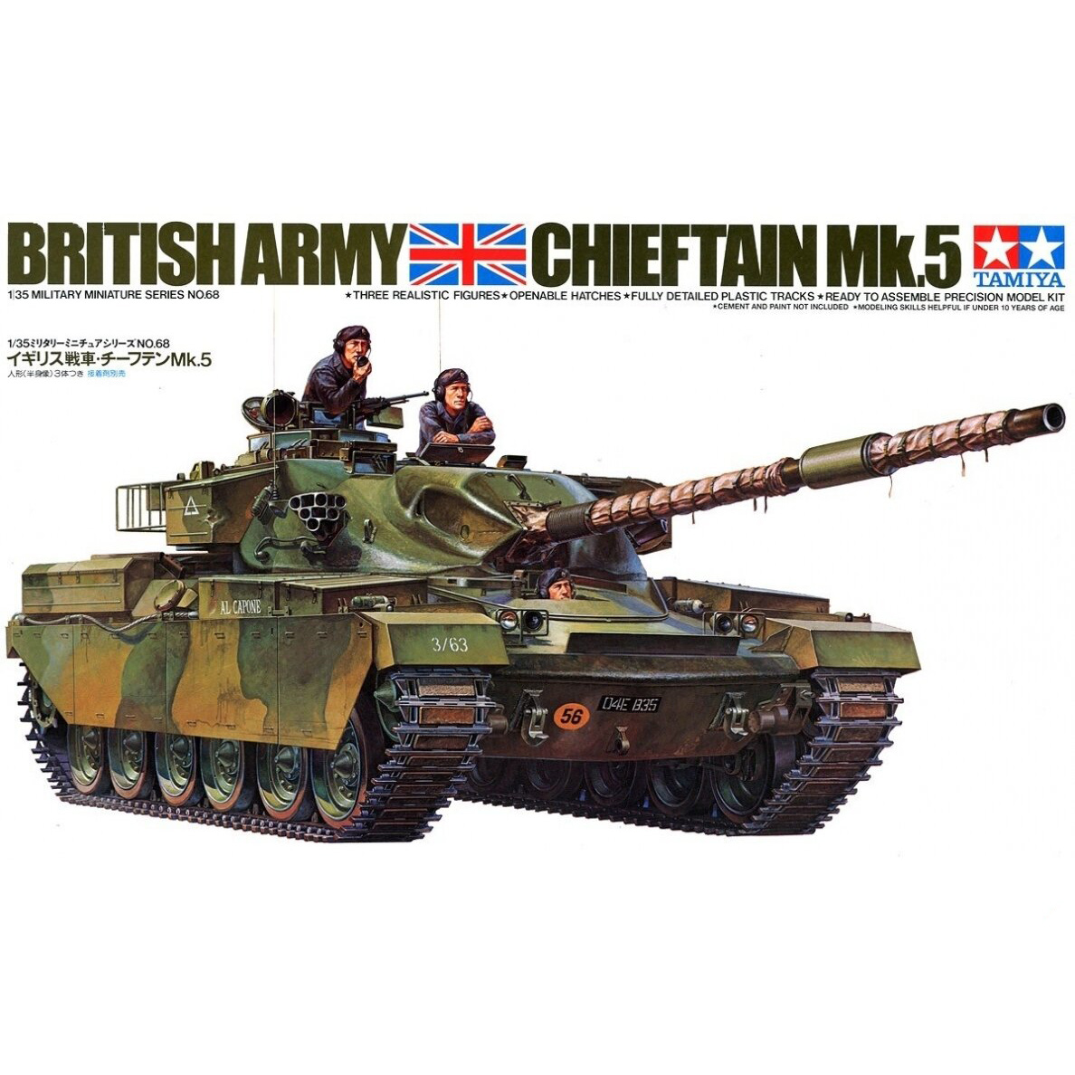 Tamiya 35068 1/35 British tank Chieftain Mk.5 with 3 pieces