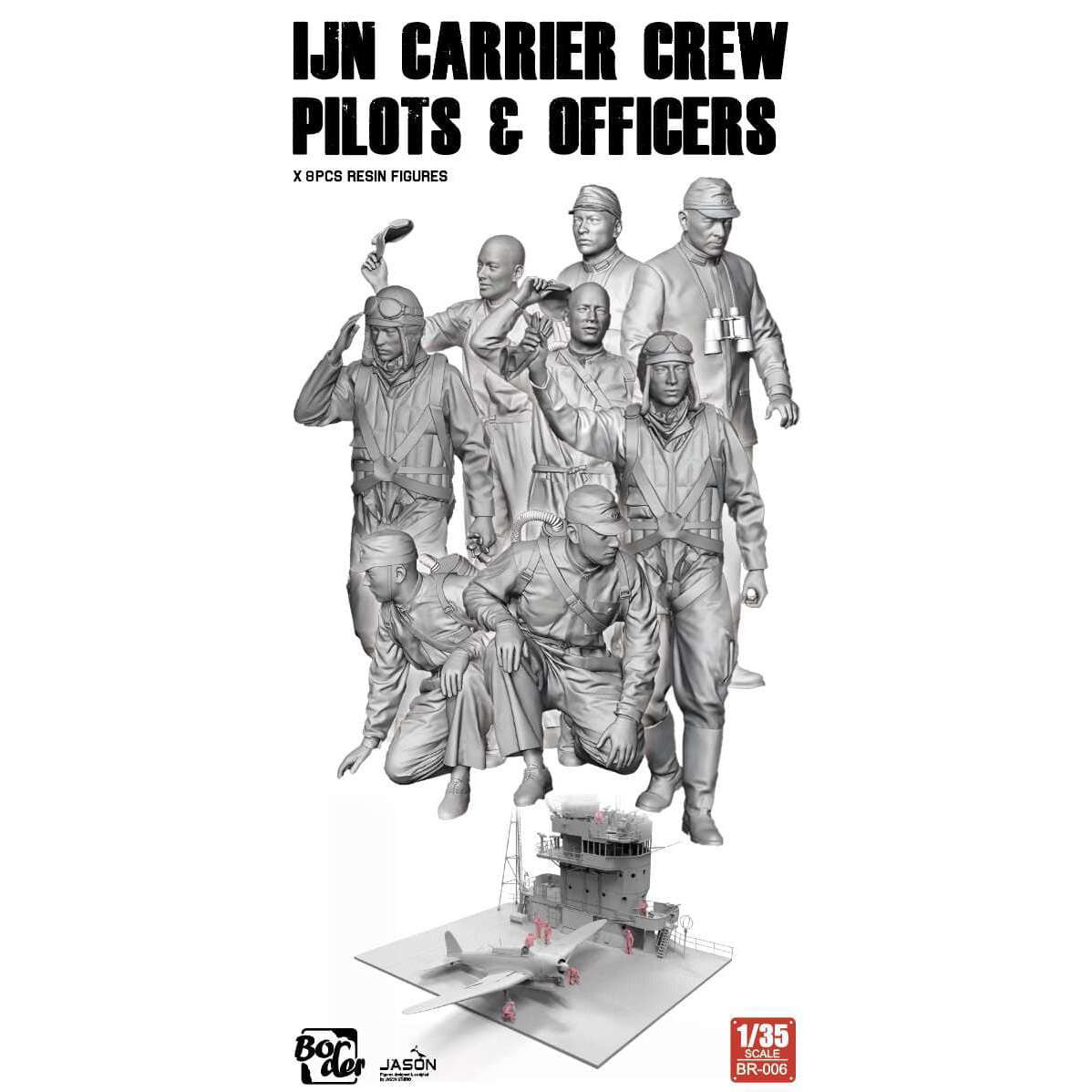 BR-006 Border Model 1/35 Pilots and crew officers of the aircraft carrier IJN (8 figures)