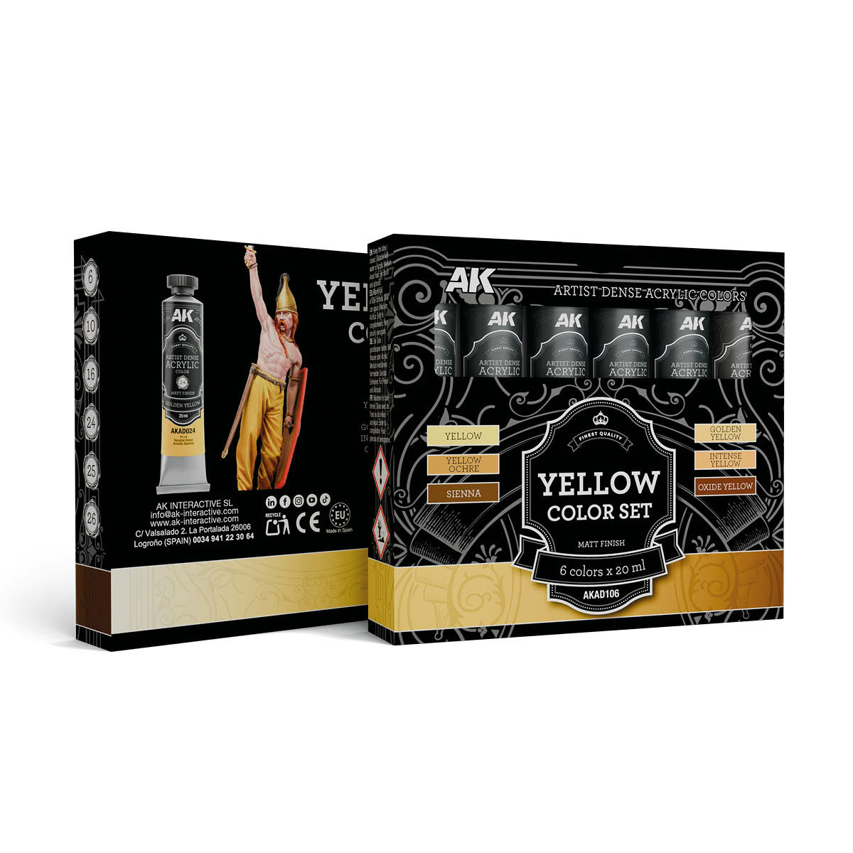 AKAD106 AK Interactive Набор красок жёлтых цветов – хуtoжественный плfromный акрил / Yellow Color Set – Artistic Dense Acrylic Color