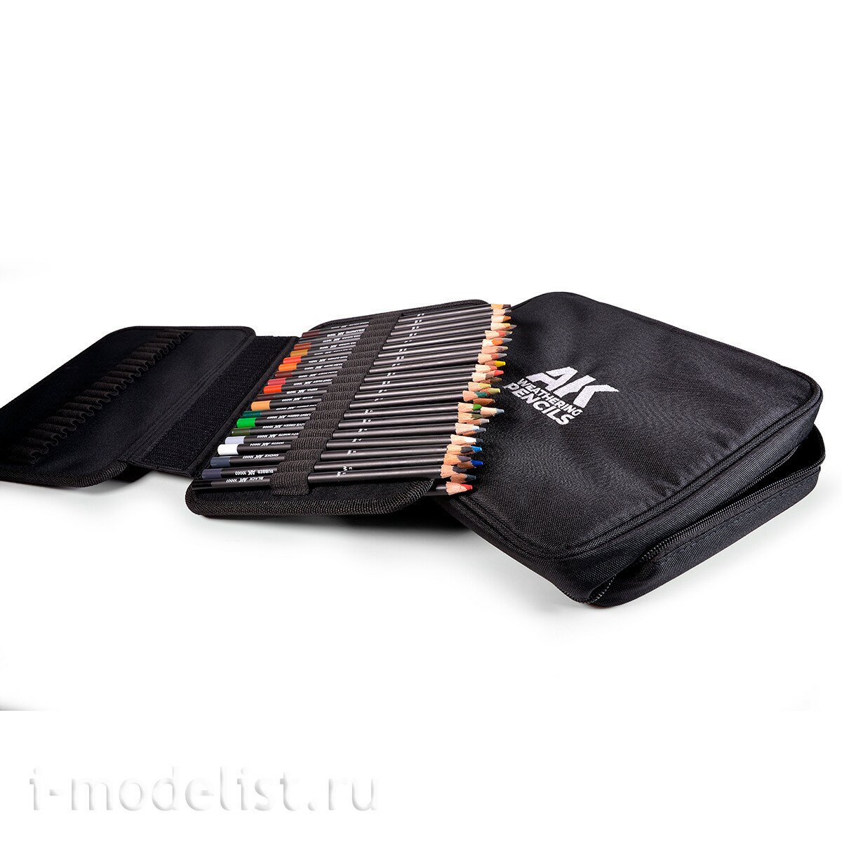 AK10050 AK Interactive Полный набор карандашей для везеринга в тканевом чехле на молнии / Weathering Pencils Full Range Cloth Case with a Zipper