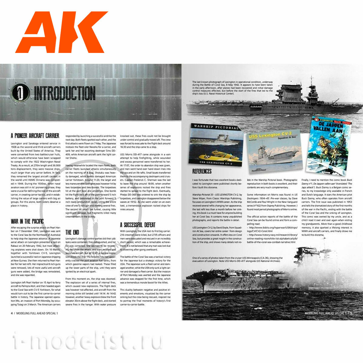 AK668 AK Interactive Книга Моделирование на полную, спецвыпуск 1. Последняя битва Лексингтонов / MODELLING FULL AHEAD SPECIAL 1/ LEXINGTON´S FINAL BATTLE (испанский язык)