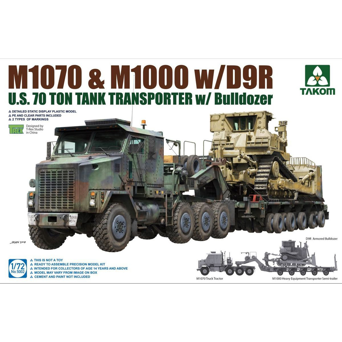 5002 Takom 1/72 U.S. M1070&M1000 w/D9R 70 Ton Tank Transporter w/Bulldozer