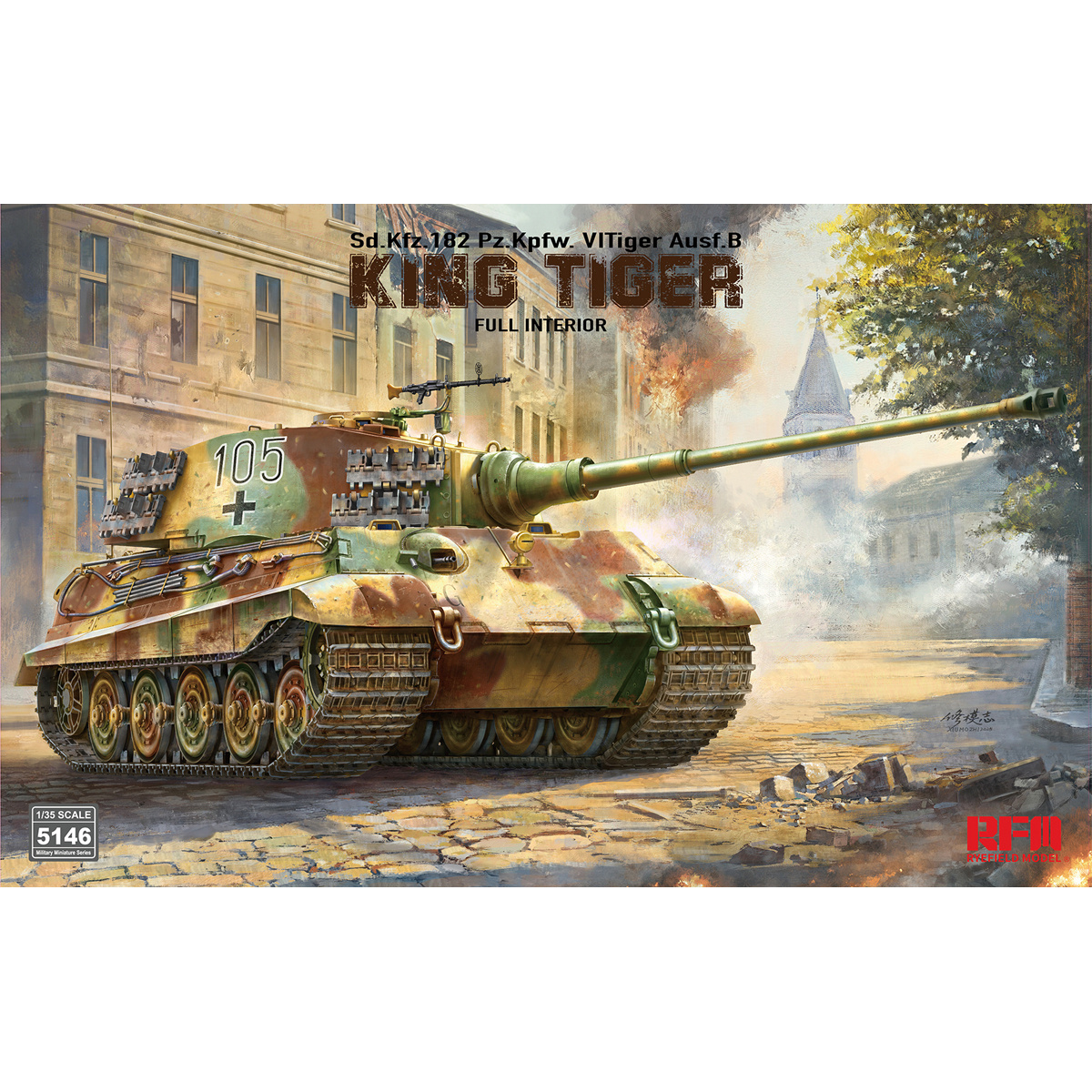 RM-5146 Rye Field Model 1/35 Notмецкий танк Pz.Kpfw.VI Ausf.B King Tiger с башней Henschel Sd.Kfz. 182 (с полным интерьером)