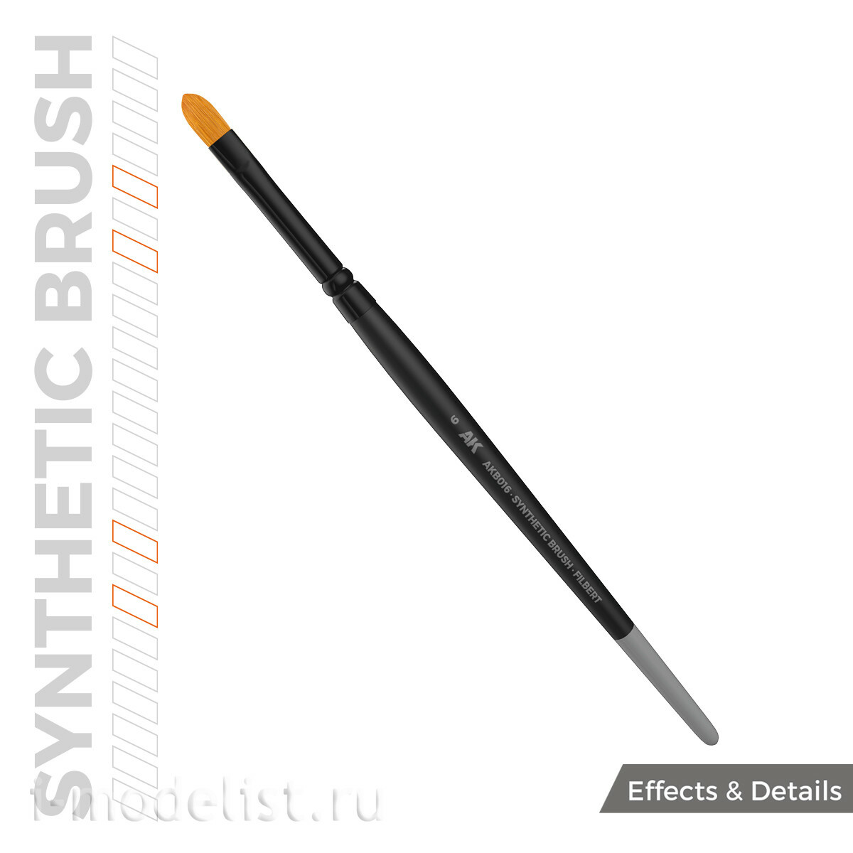 AKB016 AK Interactive Синтетическая кисть - Фундук 6 / AK SYNTHETIC BRUSH – FILBERT 6