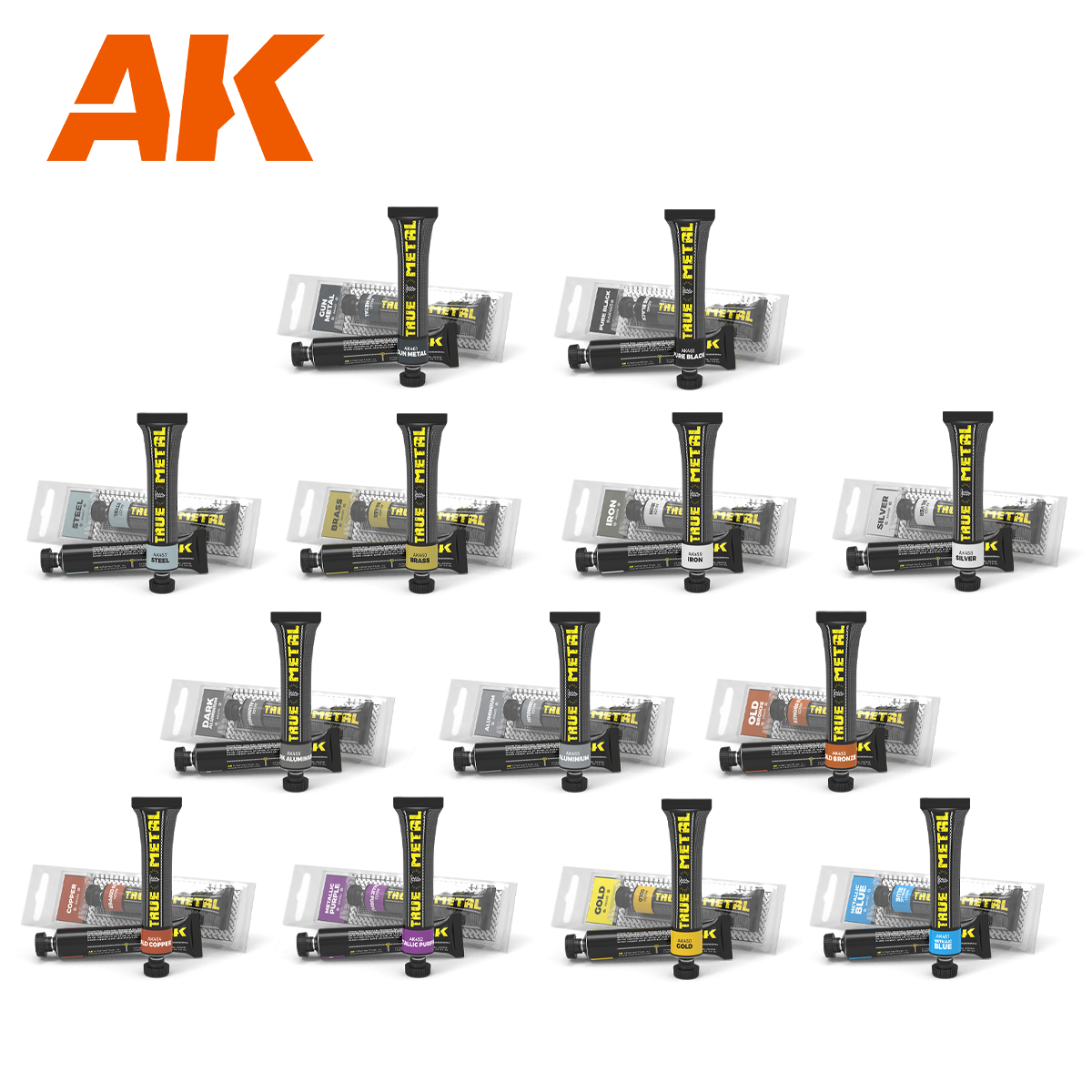AKКМБ7 AK Interactive Полная коллекция линейки восковых красок TRUE METAL