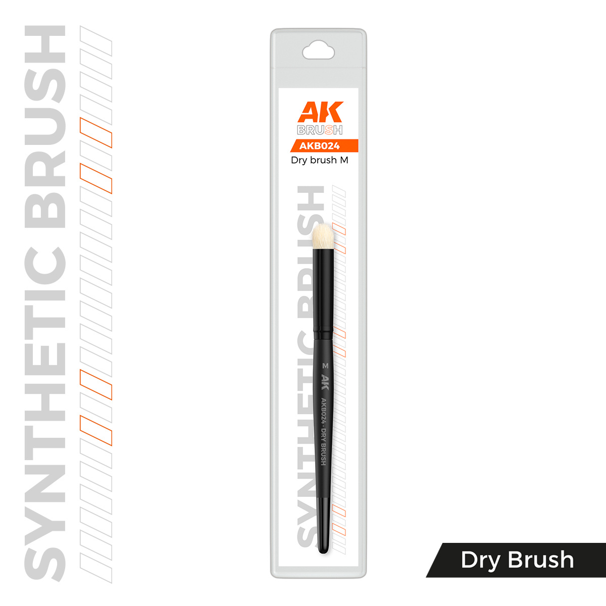 AKB024 AK Interactive Синтетическая кисть для сухих техник - M / AK SYNTHETIC DRY BRUSH – M