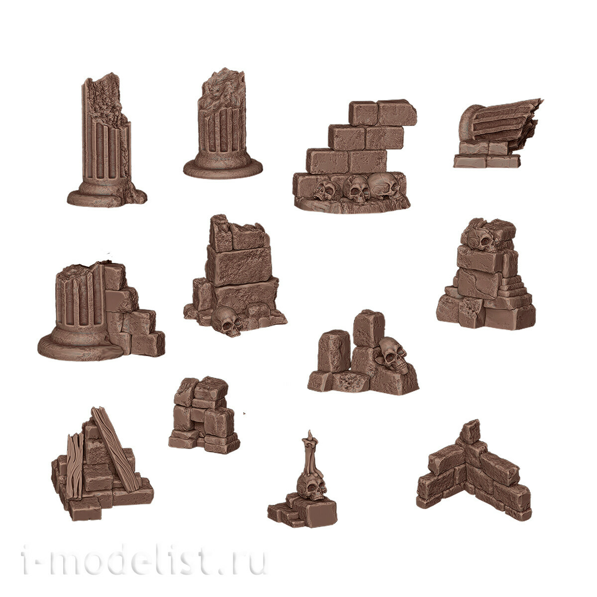 AKBIT0012 AK Interactive 3D-печать BASING BITS Руины деревни / Village Ruins