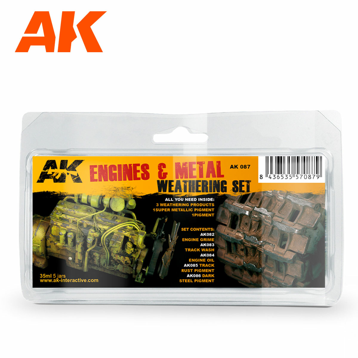 AK087 AK Interactive Engines & Metal Weathering Set
