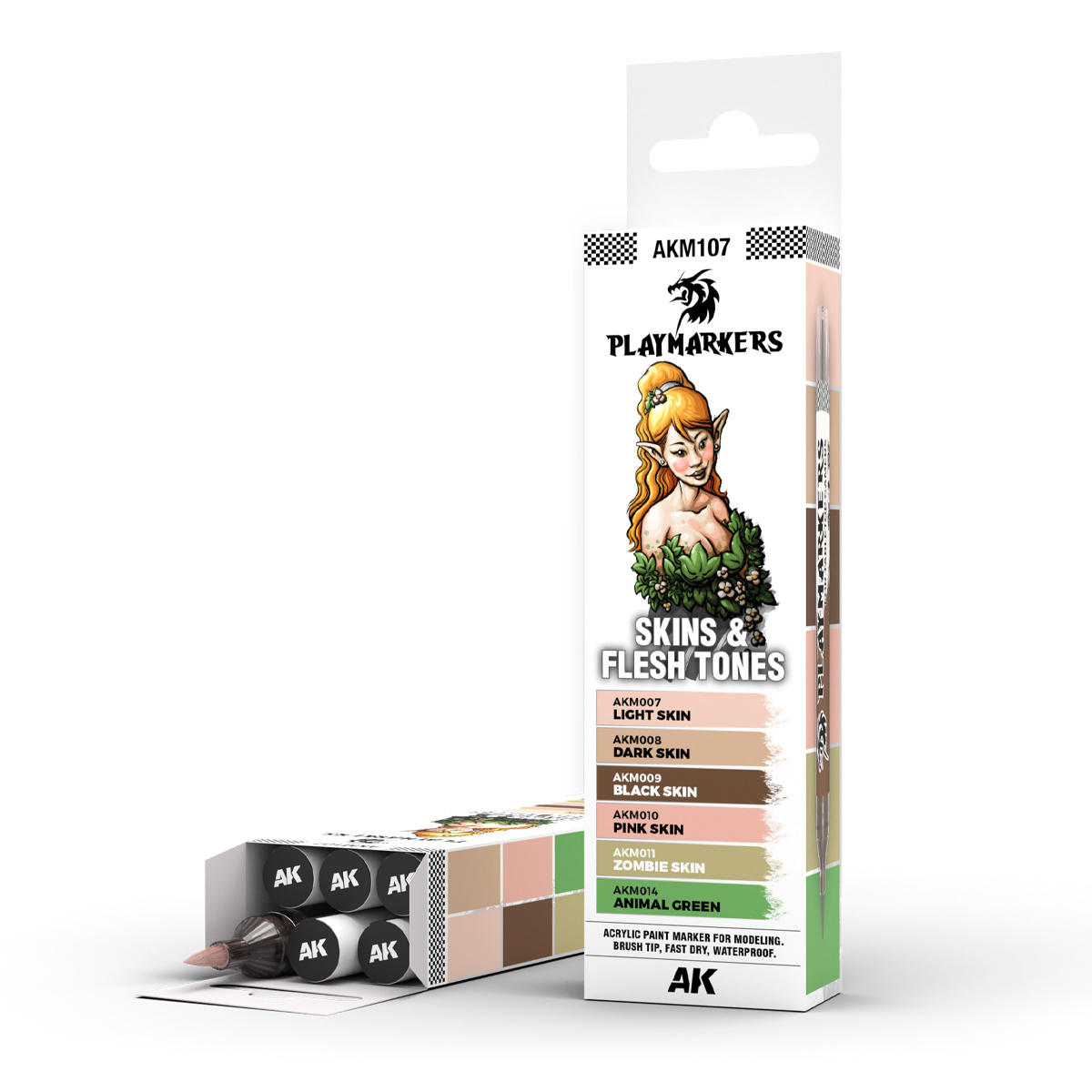 AKM107 AK Interactive Набор акриловых маркеров PLAYMARKER - Оттенки кожи / SKINS & FLESH TONES – PLAYMARKER SET