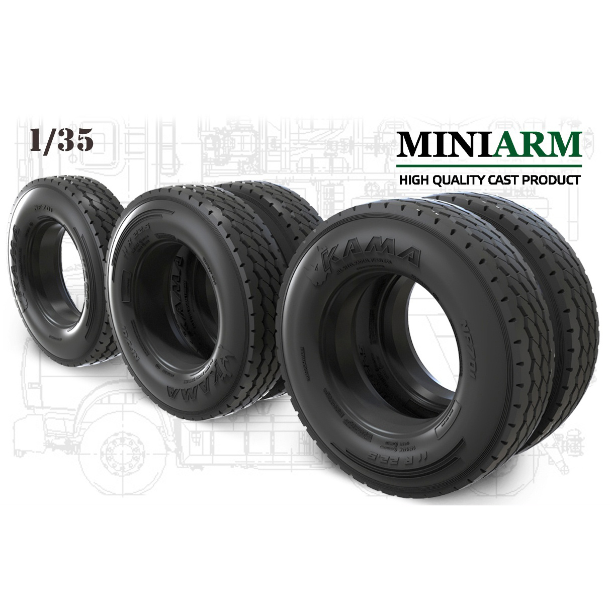35243 Miniarm 1/35 Tires under Load for K-65115 Dump Truck (11 pcs.)