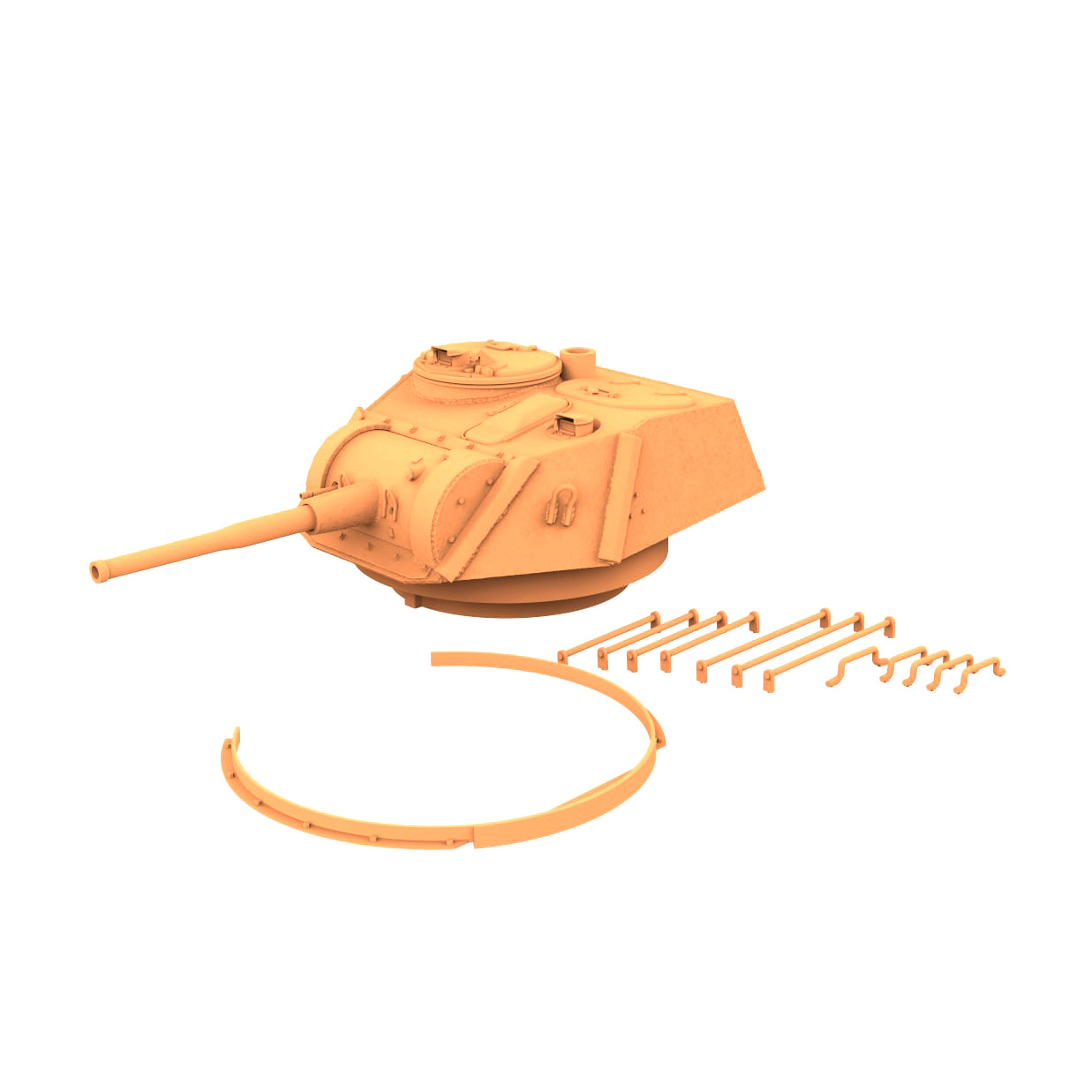 MM35003 My model 1/35 Turret with 20K cannon for T-70B tank, handrails for infantrymen (without texture)