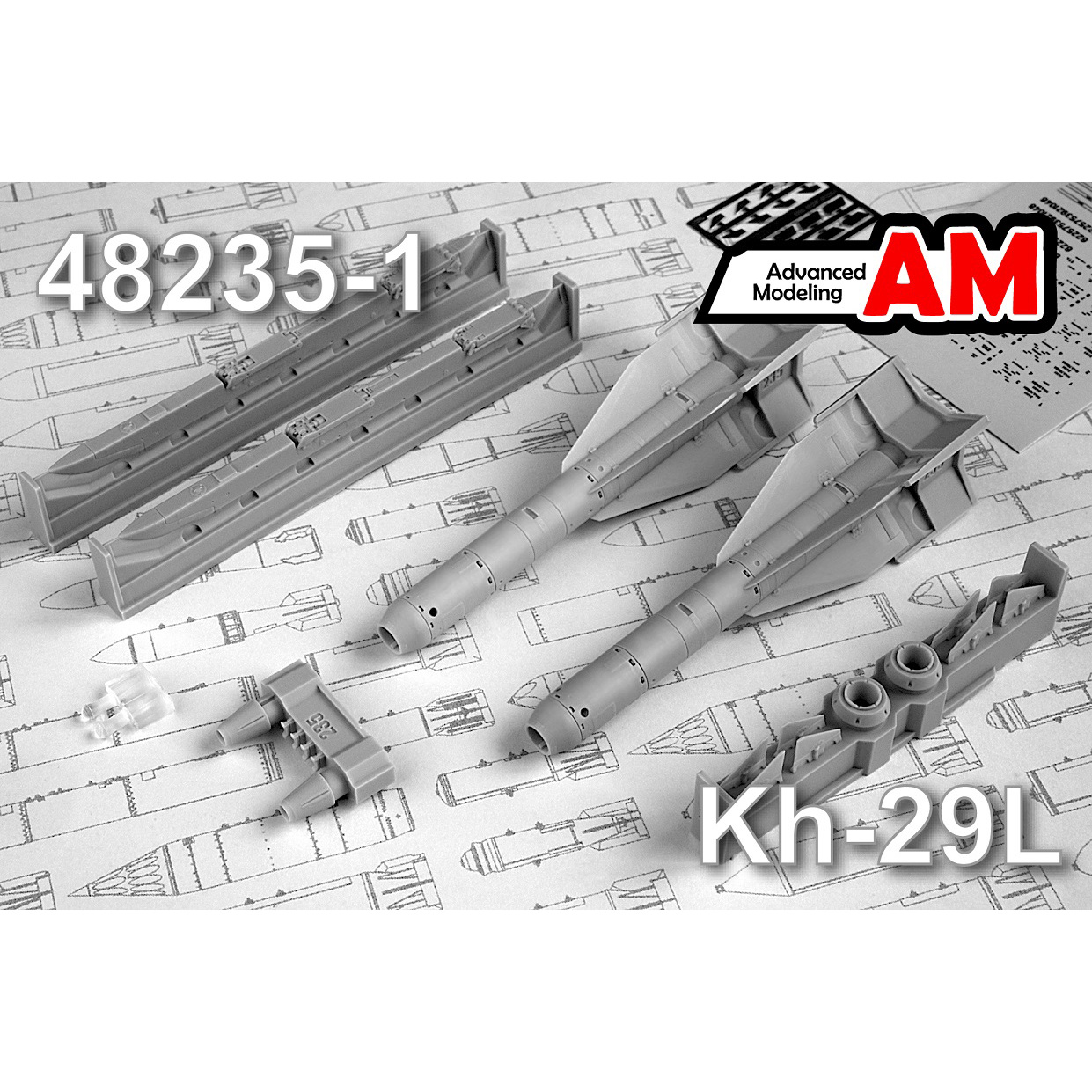 AMC48235-1 Advanced Modeling 1/48 Aircraft Guided Missile X-29L with AKU-58-1 Launcher