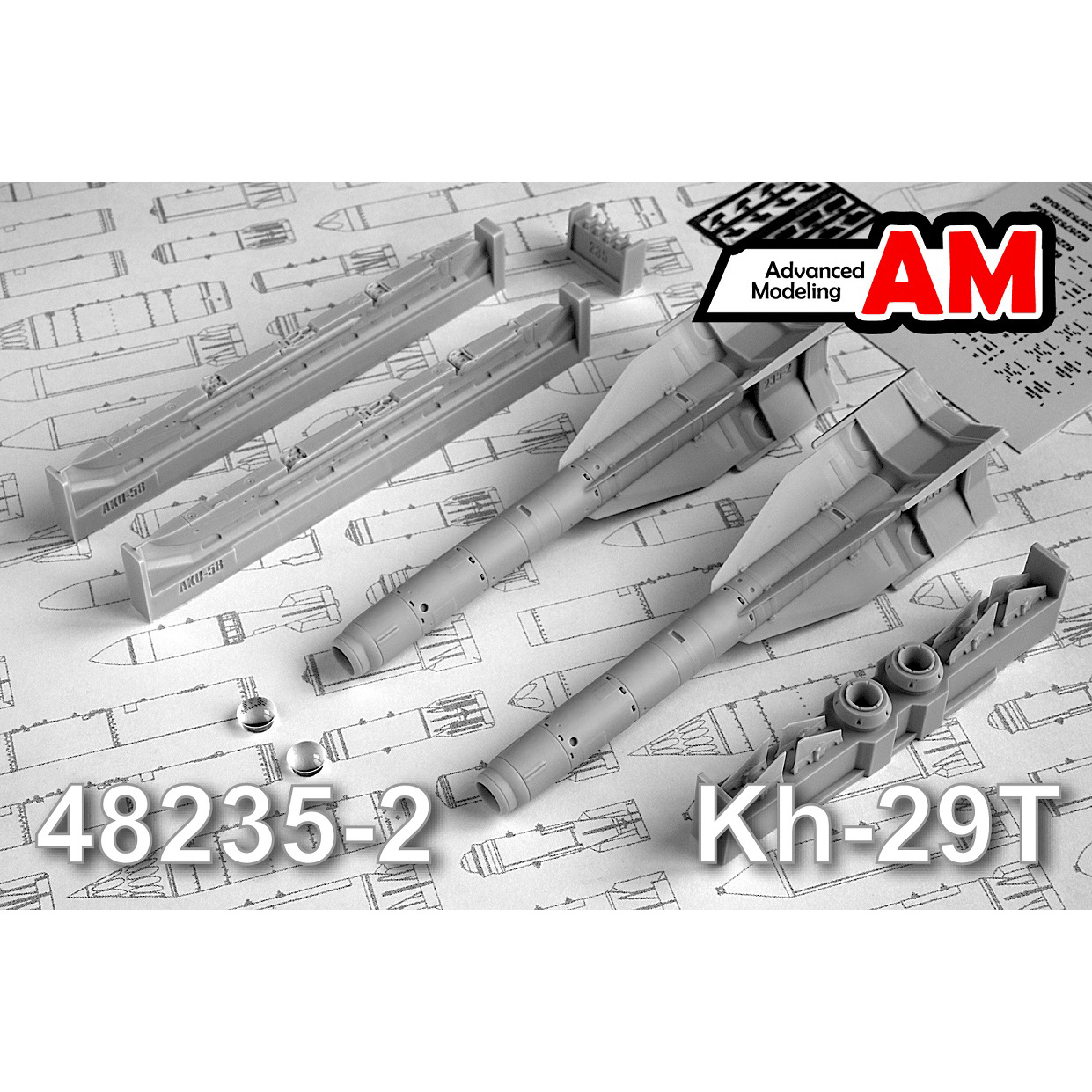 AMC48235-2 Advanced Modeling 1/48 Kh-29T airborne guided missile with launcher AKU-58