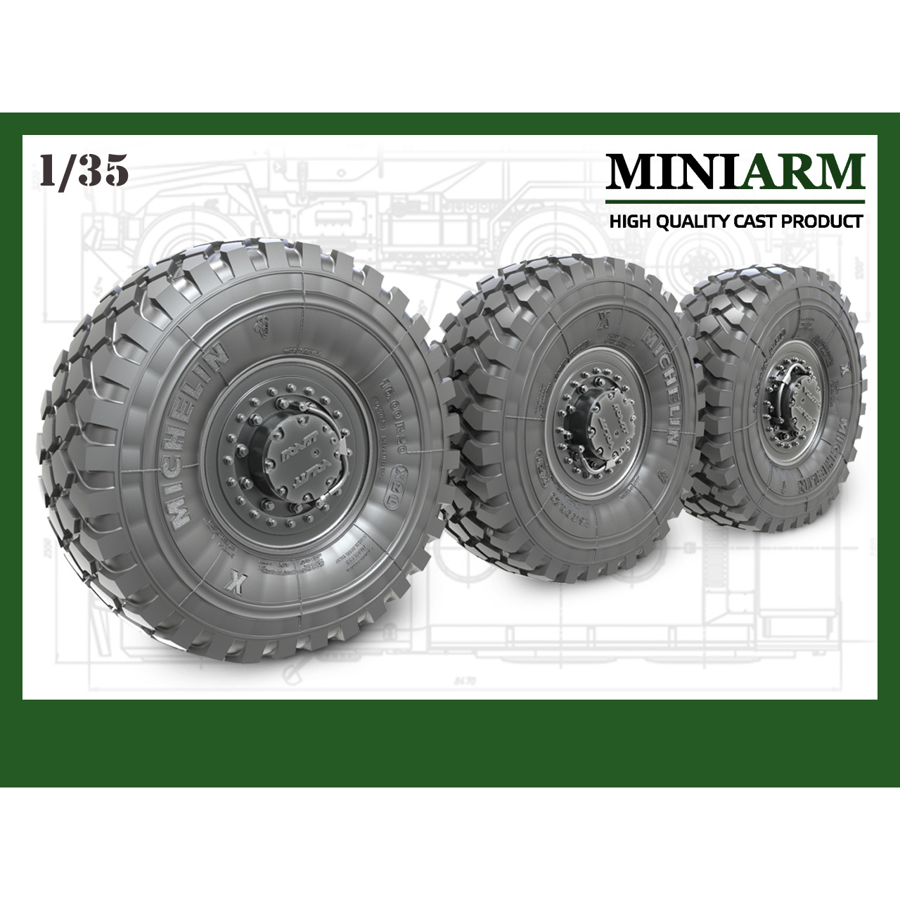 35217 MiniArm 1/35 Branded set of highly detailed resin wheels for U
