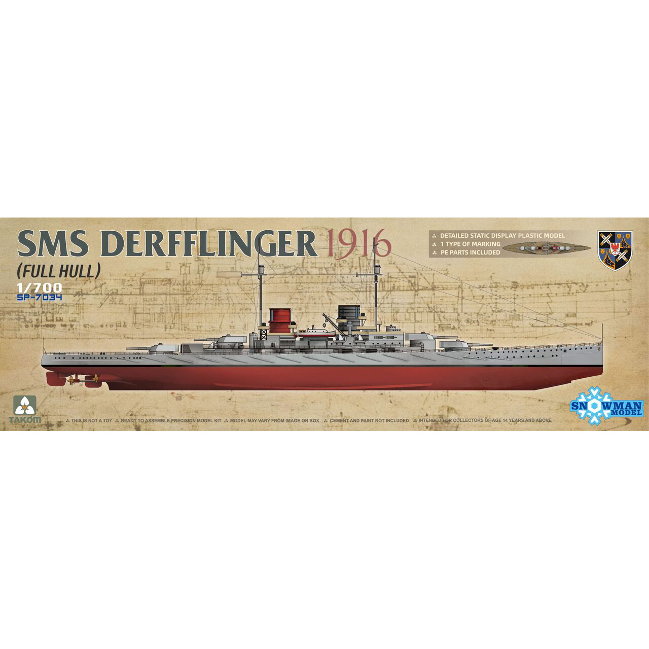 SP-7034 Takom 1/700 SMS Derfflinger
