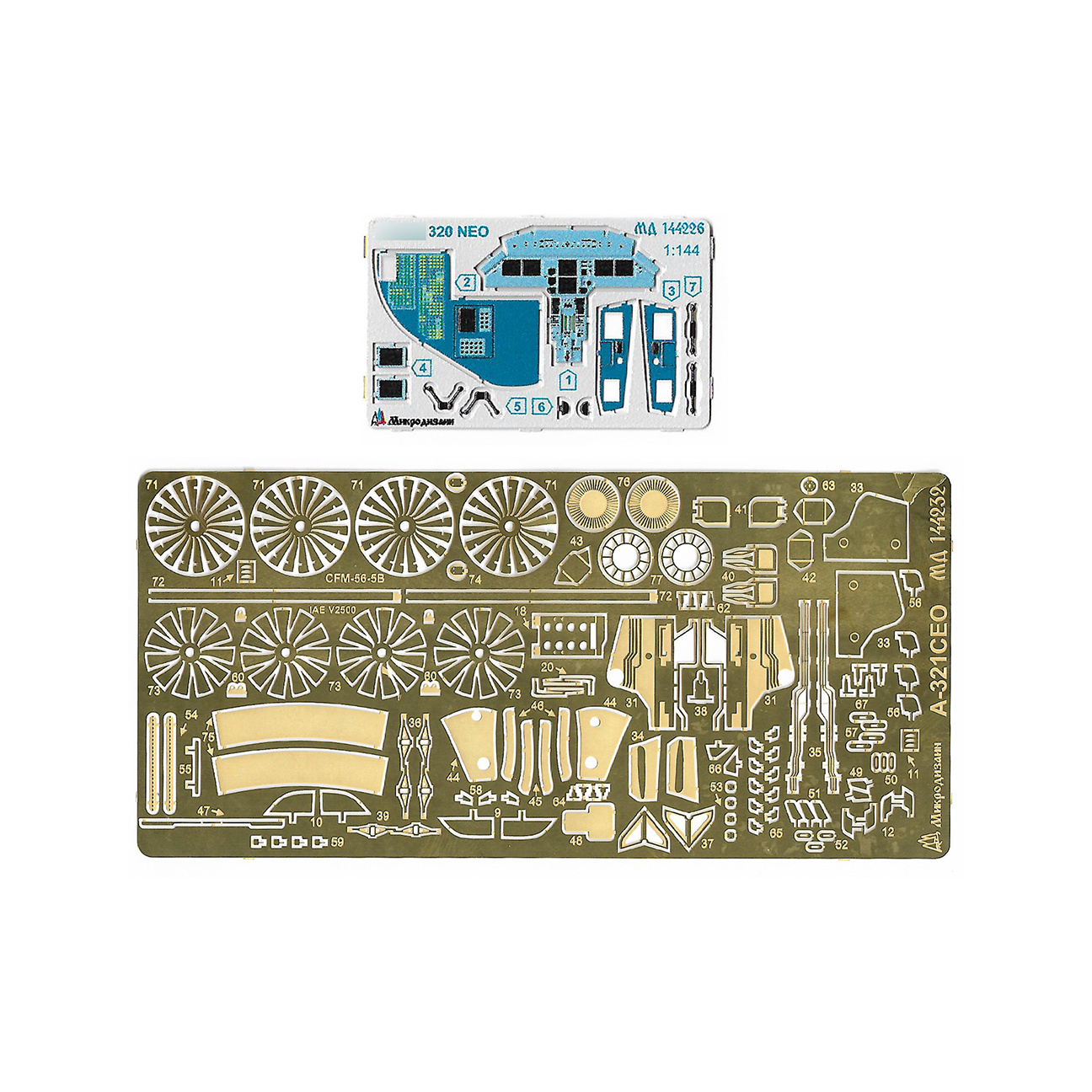 144232 Micro Design 1/144 Photo Etching Kit for A-321 CEO (Zvezda)