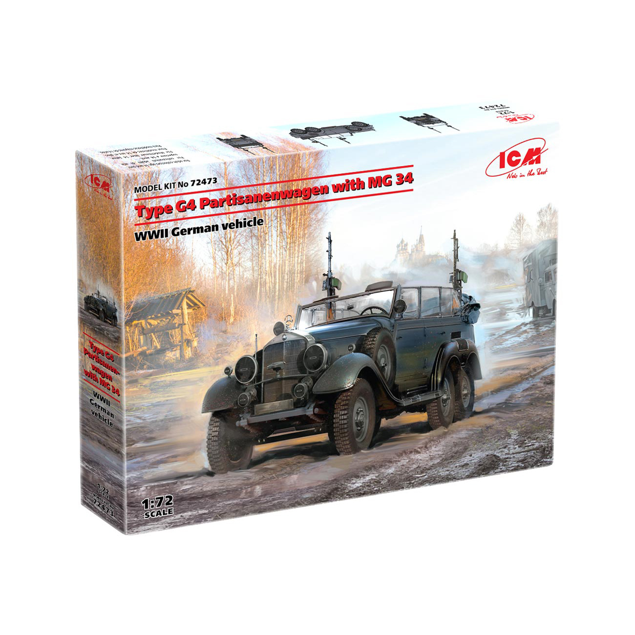 72473 ICM 1/72 German BMW car Type G4 Partisanenwagen with MG 34