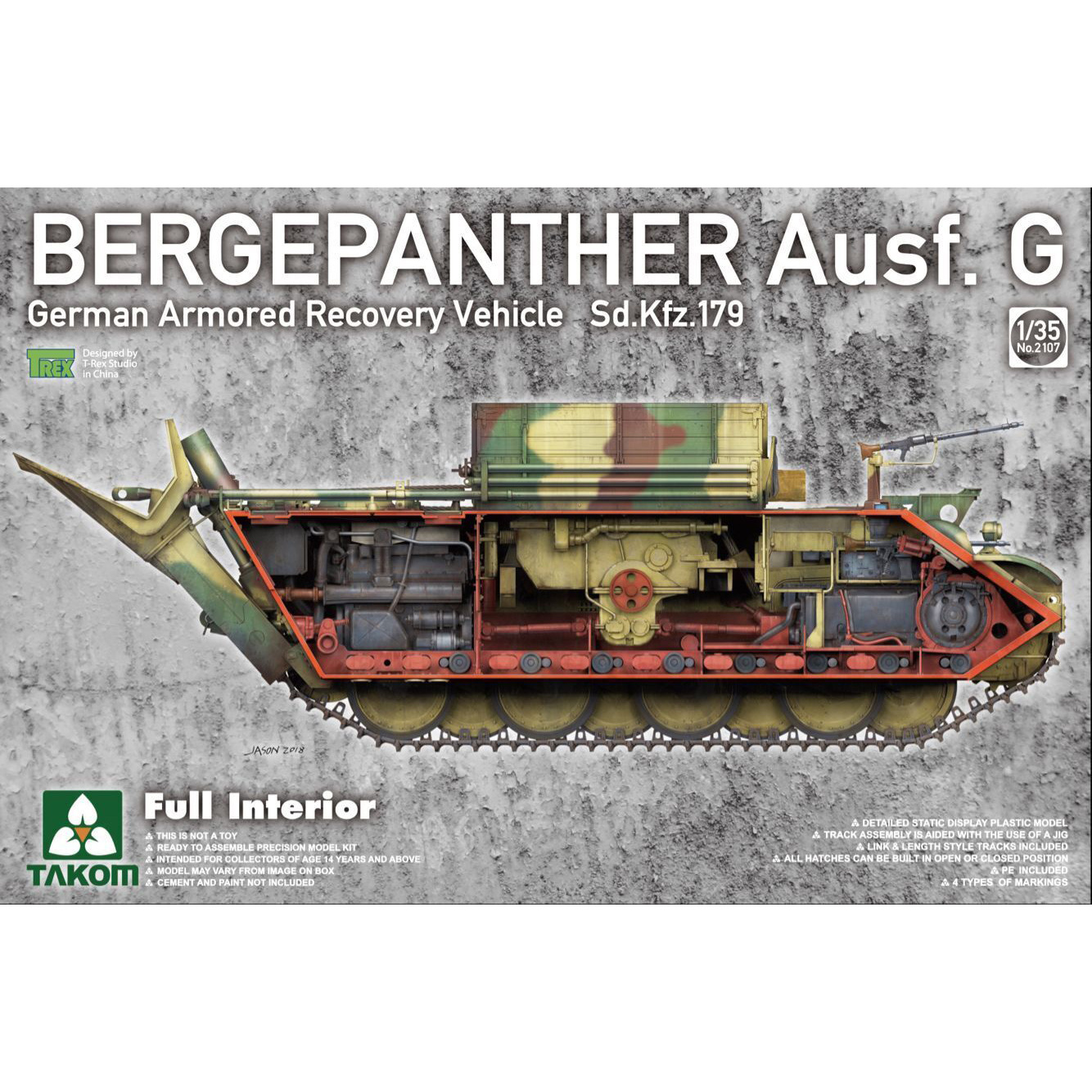 2107 Takom 1/35 Bergepanther Ausf.G German Armored Recovery Vehicle Sd.Kfz. 179 with full interior kit