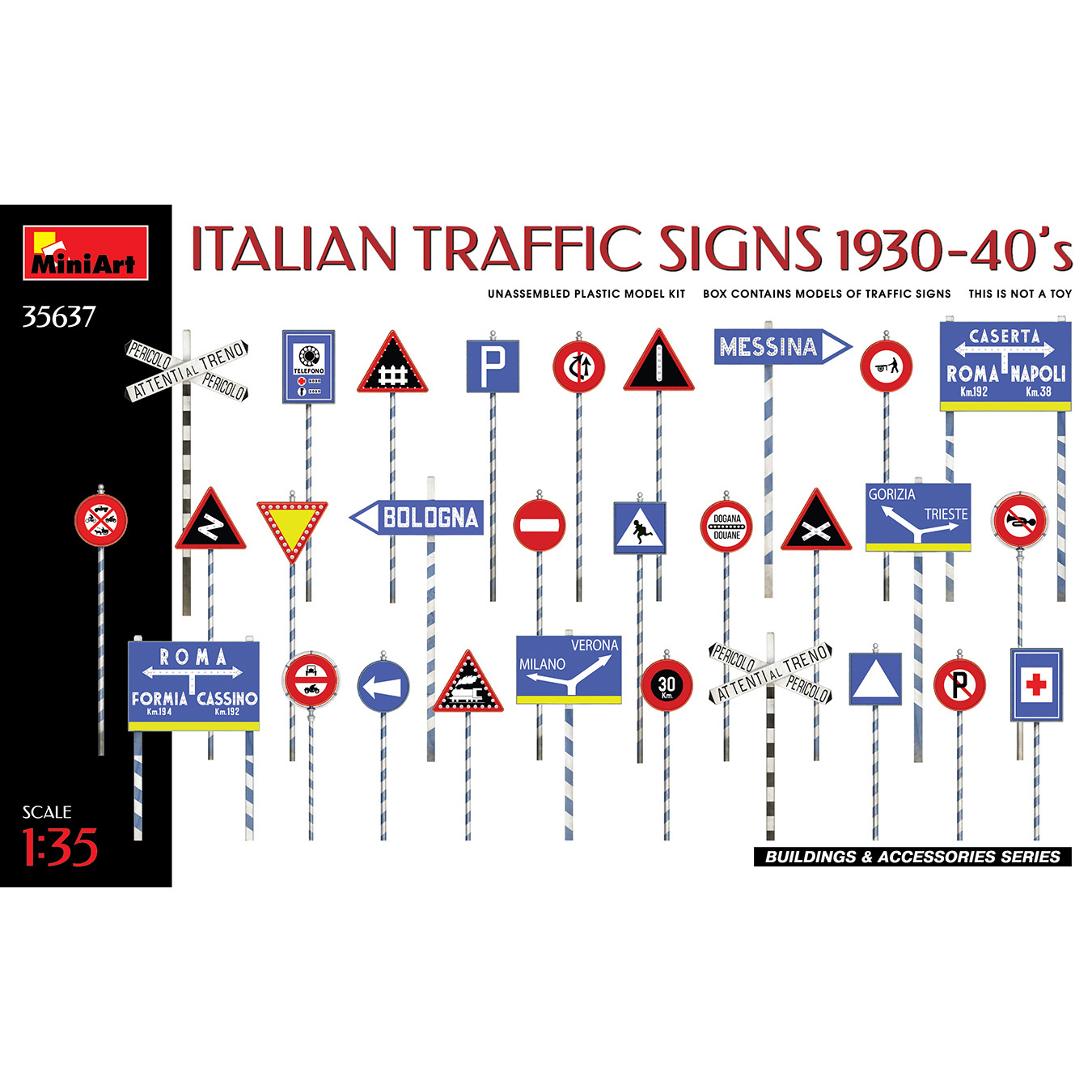 35637 MiniArt 1/35 Road signs. Italy of the 1930s and 40s.