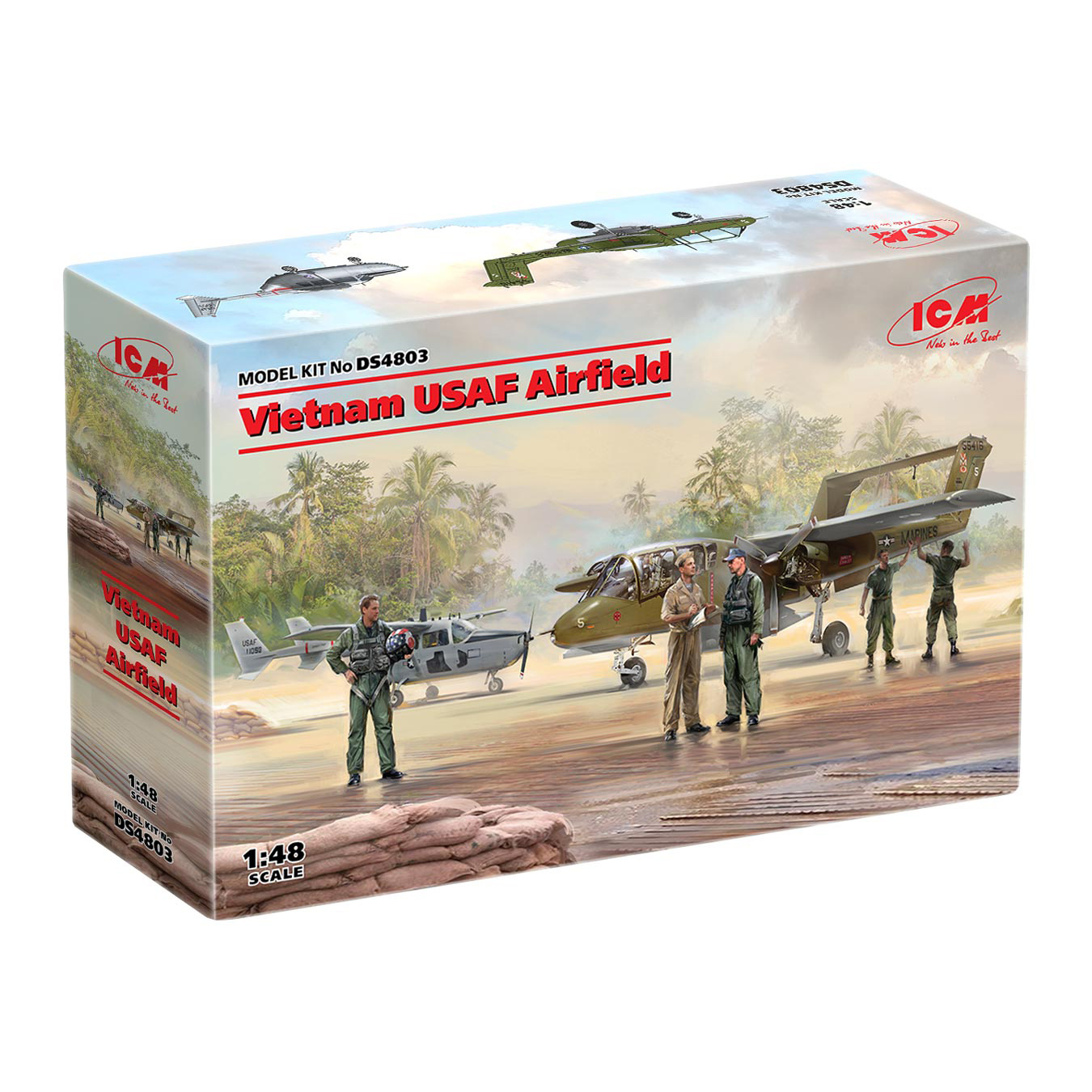 DS4803 ICM 1/48 USAF airfield in Vietnam (Cessna O-2A, OV-10A Bronco, American pilots and technicians)