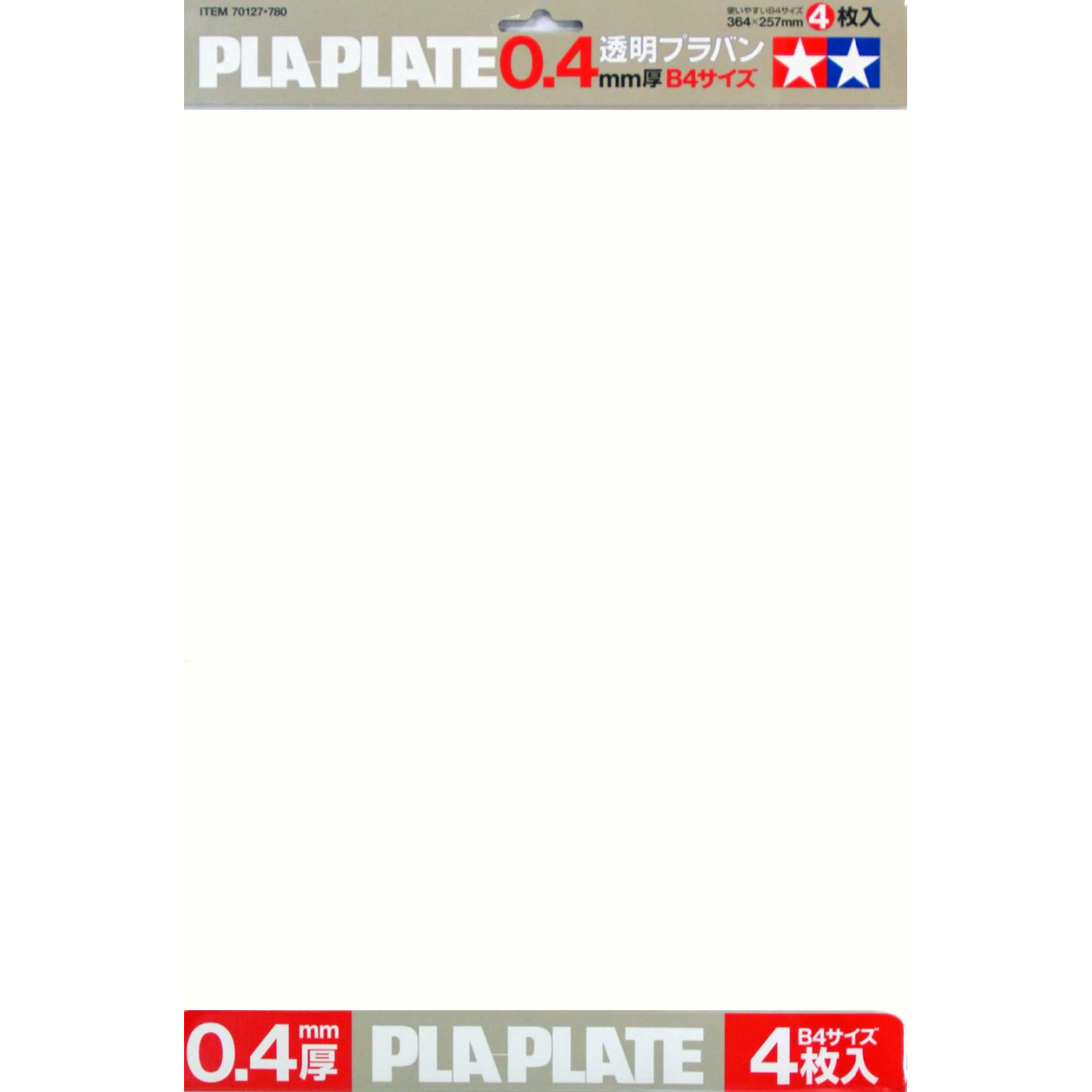 70127 Tamiya Plastic transparent, thickness 0.4 mm, size B4 (364x257mm) 4 sheets