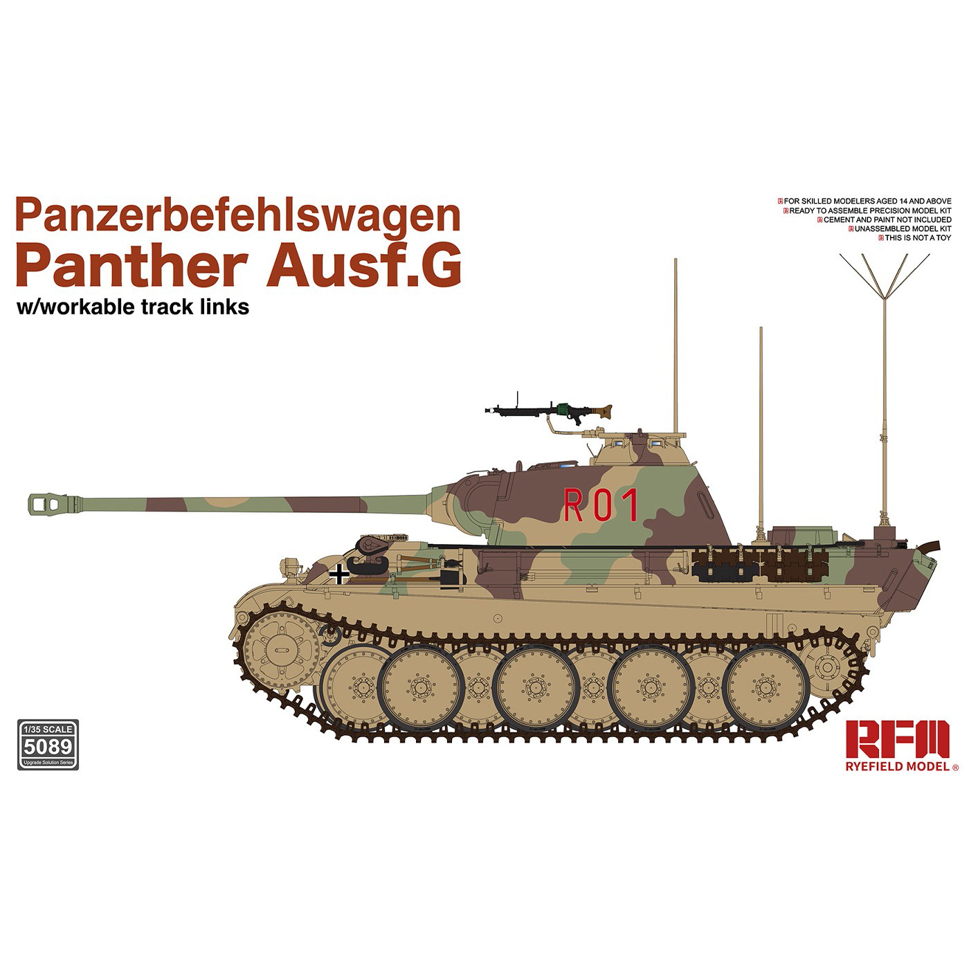 RM-5089 Rye Field Model 1/35 German Panther Ausf tank.G Panzerbefehlswagen